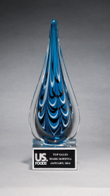Art Glass-Blue & Black Teardrop